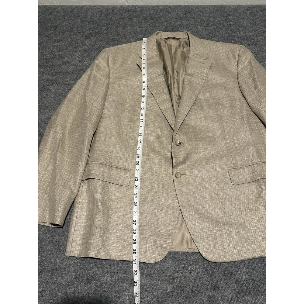 Canali Mens Beige Blazer Mens US 48 Approx Silk Linen Wool Blend Made In Italy